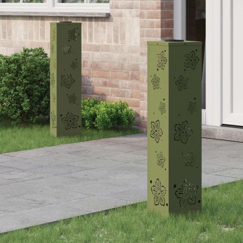 Соларна LED светлина за пътека 2 pcs Маслинено зелено