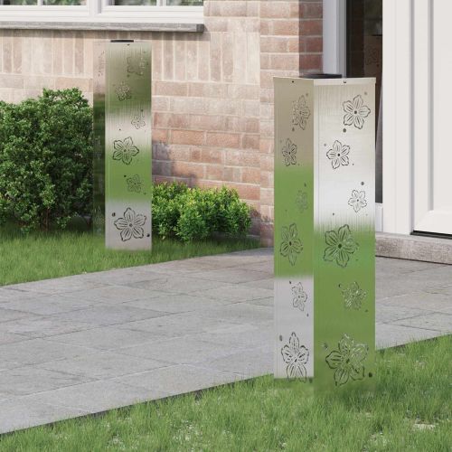 Соларна LED светлина за пътека 2 pcs Сребрист