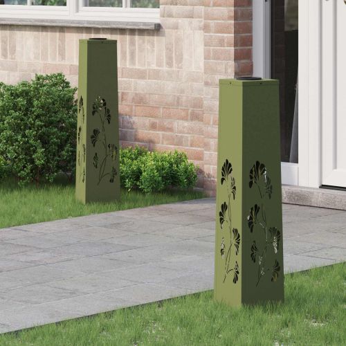 Соларна LED светлина за пътека 2 pcs Маслинено зелено