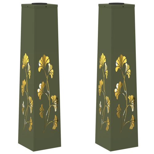 Соларна LED светлина за пътека 2 pcs Маслинено зелено