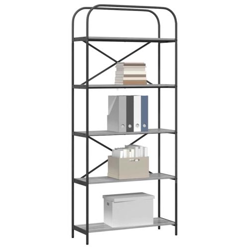 Рафт за книги Сив Сонома 80 x 30 x 183 см Инженерно дърво