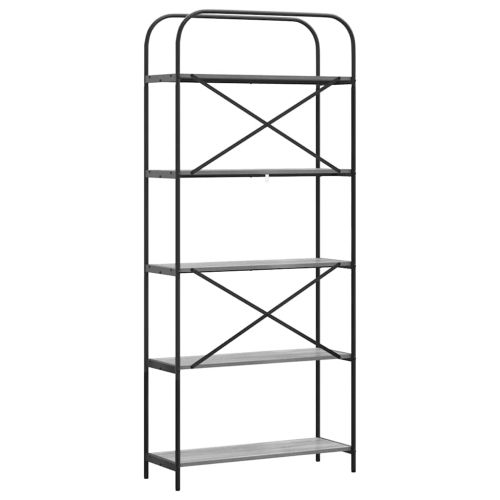 Рафт за книги Сив Сонома 80 x 30 x 183 см Инженерно дърво