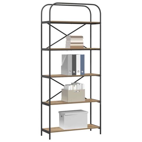 Рафт за книги Дъб 80 x 30 x 183 см Инженерно дърво