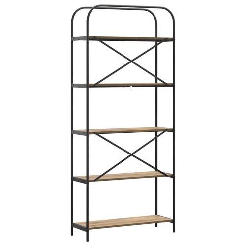 Рафт за книги Дъб 80 x 30 x 183 см Инженерно дърво