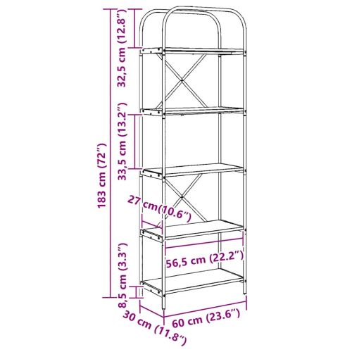 Рафт за книги Старо дърво 60 x 30 x 183 см Инженерно дърво
