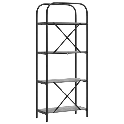 Рафт за книги Сив Сонома 60 x 30 x 146 см Инженерно дърво