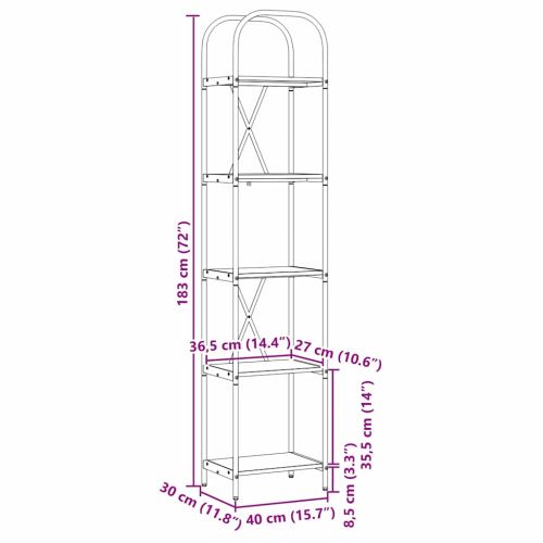 Рафт за книги Сонома дъб 40 x 30 x 183 см Инженерно дърво