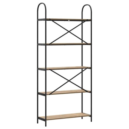 Рафт за книги Дъб 80 x 30 x 183 см Инженерно дърво