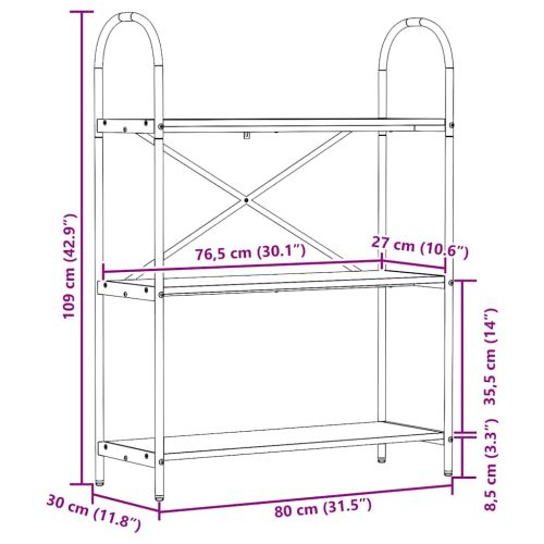 Рафт за книги Старо дърво 80 x 30 x 109 см Инженерно дърво