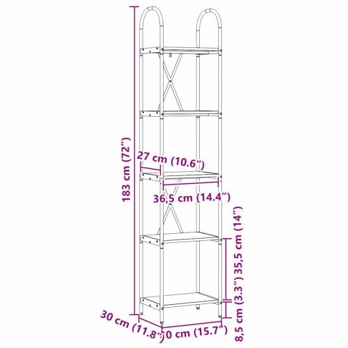 Рафт за книги Сонома дъб 40 x 30 x 183 см Инженерно дърво