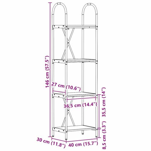 Рафт за книги Черния дъб 40 x 30 x 146 см Инженерно дърво