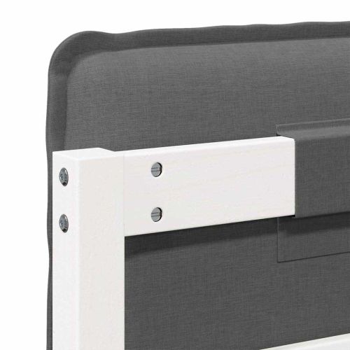 Тапицирана табла Бяло и светло сиво 140 cm Солидно борово дърво