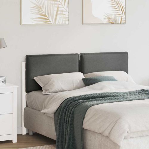 Тапицирана табла Бяло и светло сиво 120 cm Солидно борово дърво