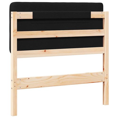 Тапицирана табла Кафяв и черен 100 cm Солидно борово дърво