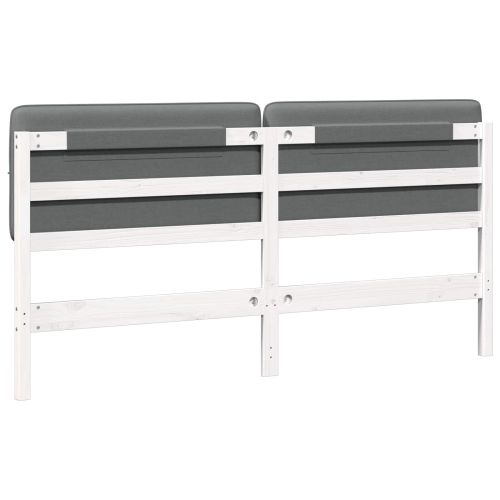 Тапицирана табла Бяло и светло сиво 200 cm Солидно борово дърво