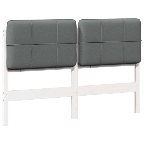 Тапицирана табла Бяло и светло сиво 160 cm Солидно борово дърво