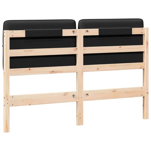 Тапицирана табла Кафяв и черен 120 cm Солидно борово дърво