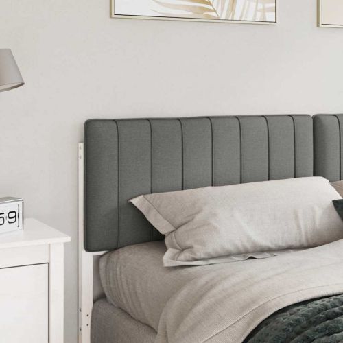 Тапицирана табла Бяло и светло сиво 200 cm Солидно борово дърво