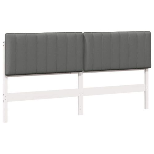 Тапицирана табла Бяло и светло сиво 180 cm Солидно борово дърво