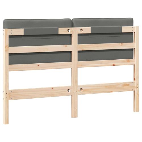 Тапицирана табла Кафяв и светло сив 140 cm Солидно борово дърво