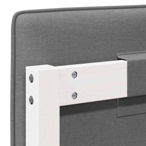 Тапицирана табла Бяло и светло сиво 135 cm Солидно борово дърво