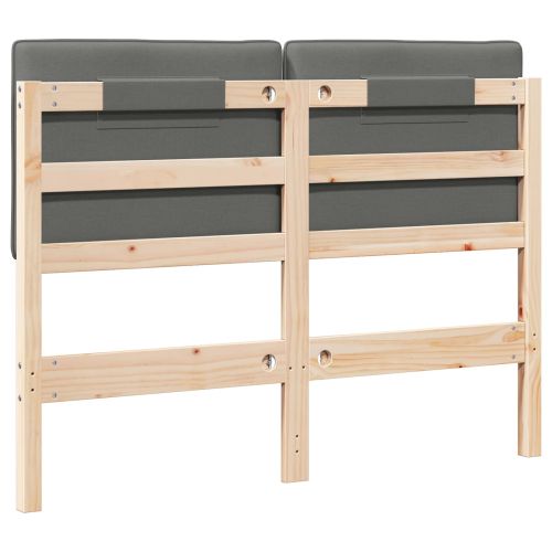 Тапицирана табла Кафяв и светло сив 120 cm Солидно борово дърво