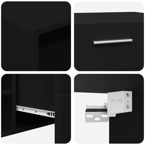 Дървен шкаф с чекмедже Черно 150 x 39 x 30 см Инженерно дърво