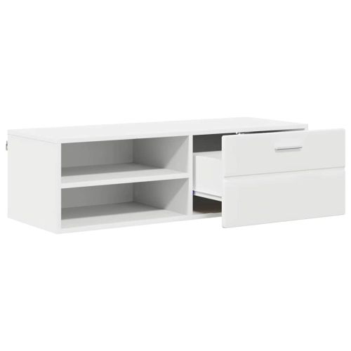 Дървен шкаф с чекмедже Бяло 100,5 x 39 x 30 см Инженерно дърво