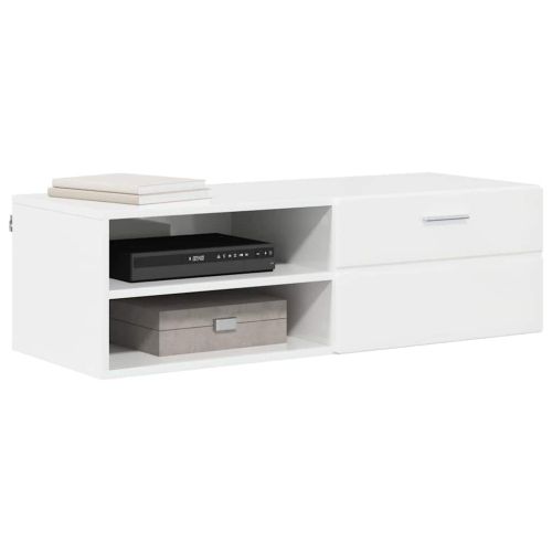 Дървен шкаф Лъскаво бяло 100,5 x 39 x 30 см Инженерно дърво