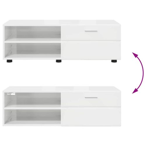 Дървен шкаф Лъскаво бяло 100,5 x 39 x 30 см Инженерно дърво