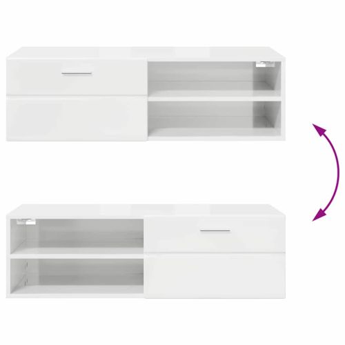 Дървен шкаф Лъскаво бяло 100,5 x 39 x 30 см Инженерно дърво