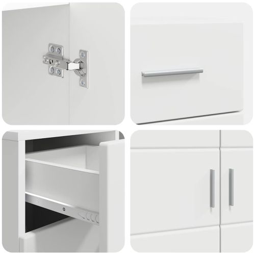 Дървен шкаф с чекмедже Бяло 88,5 x 30,5 x 73 см Инженерно дърво