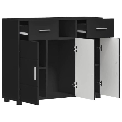 Дървен шкаф Черно 88,5 x 30,5 x 73 см Инженерно дърво