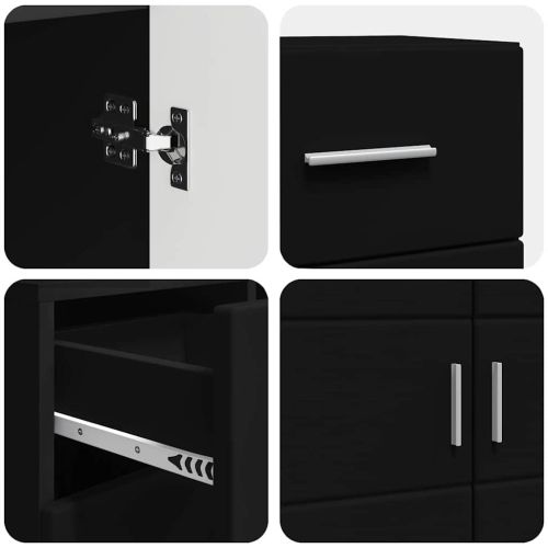 Дървен шкаф Черно 88,5 x 30,5 x 73 см Инженерно дърво