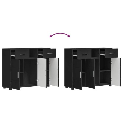 Дървен шкаф Черно 88,5 x 30,5 x 73 см Инженерно дърво