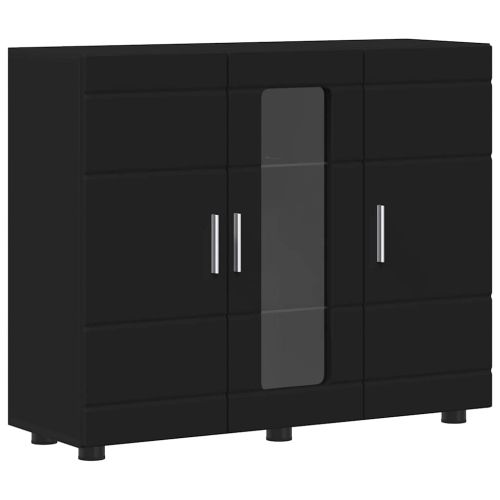 Дървен шкаф Черно 88,5 x 30,5 x 73 см Инженерно дърво