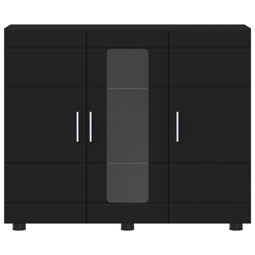 Дървен шкаф Черно 88,5 x 30,5 x 73 см Инженерно дърво