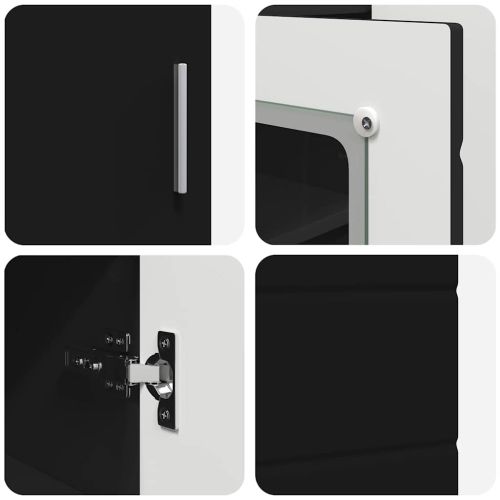 Дървен шкаф Черно 88,5 x 30,5 x 73 см Инженерно дърво