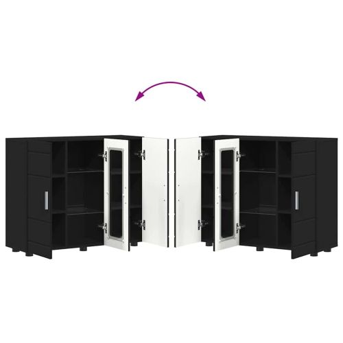 Дървен шкаф Черно 88,5 x 30,5 x 73 см Инженерно дърво