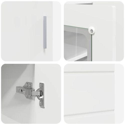 Дървен шкаф Лъскаво бяло 88,5 x 30,5 x 73 см Инженерно дърво