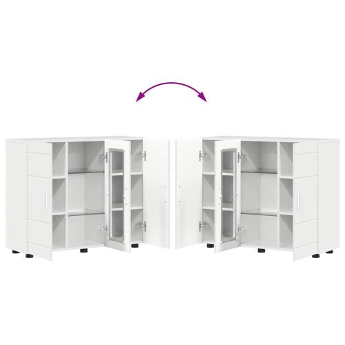 Дървен шкаф Лъскаво бяло 88,5 x 30,5 x 73 см Инженерно дърво