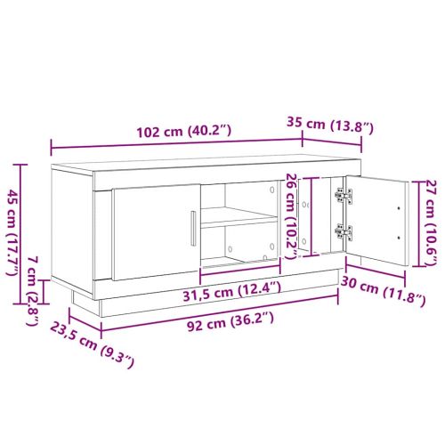 ТВ шкаф Старо дърво 102 x 35 x 45 см Инженерно дърво