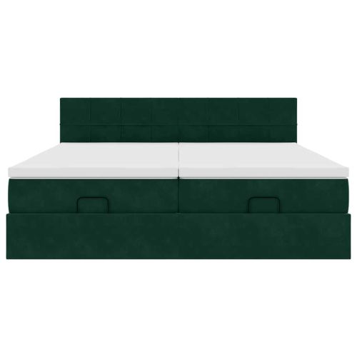 Османска легло с матраци, тъмнозелено, 200x200 см, кадифе
