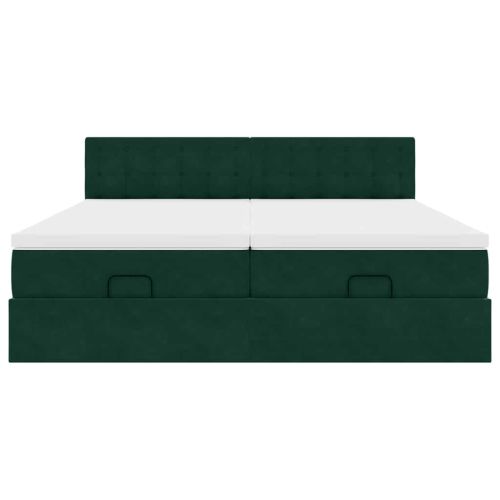 Османска легло с матраци, тъмнозелено, 200x200 см, кадифе