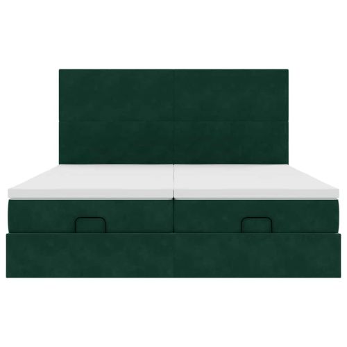 Османска легло с матраци, тъмнозелено, 200x200 см, кадифе