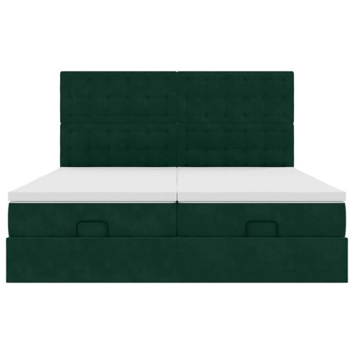 Османска легло с матраци, тъмнозелено, 200x200 см, кадифе