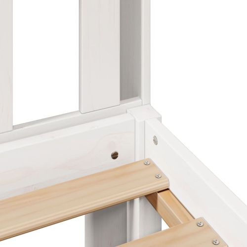 Легло с рафтове за книги, без матрак, бял, 90x190 см, бор масив