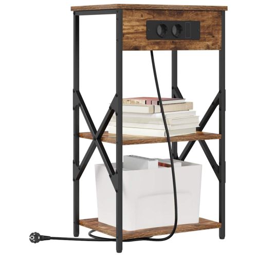 Нощен шкаф 2 pcs Димян дъб 41 x 31 x 76 см Инженерно дърво