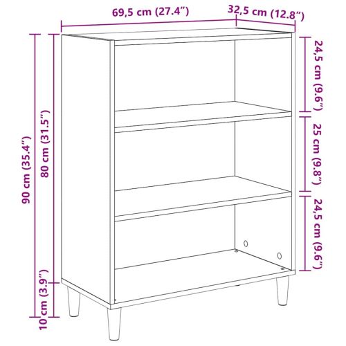 Служебен шкаф Дъб 69,5 x 32,5 x 90 см Инженерно дърво