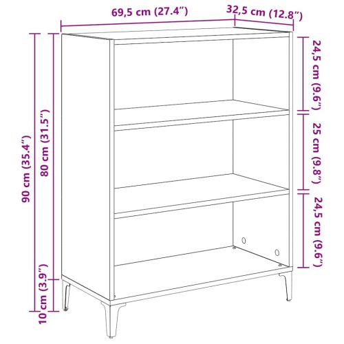 Служебен шкаф Дъб 69,5 x 32,5 x 90 см Инженерно дърво